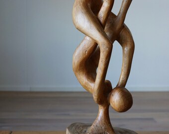 Vintage wood sculpture - Never Ending love - Infinity - Wood craftwork