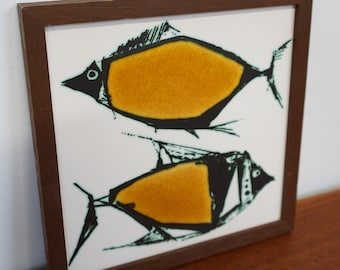 Ann Wynn Reeves Design - Tile with frame - H & R Johnson LTD - Ceramic art - Fish