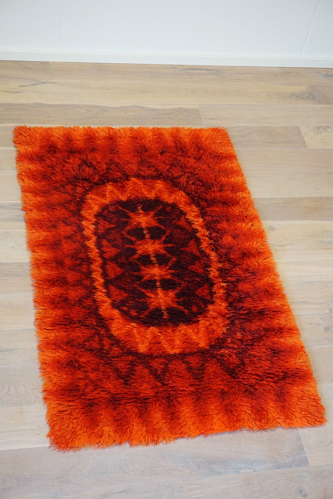 Vintage Scandinavian Rya Rug Wool Rya Topaz Designed in Etsy