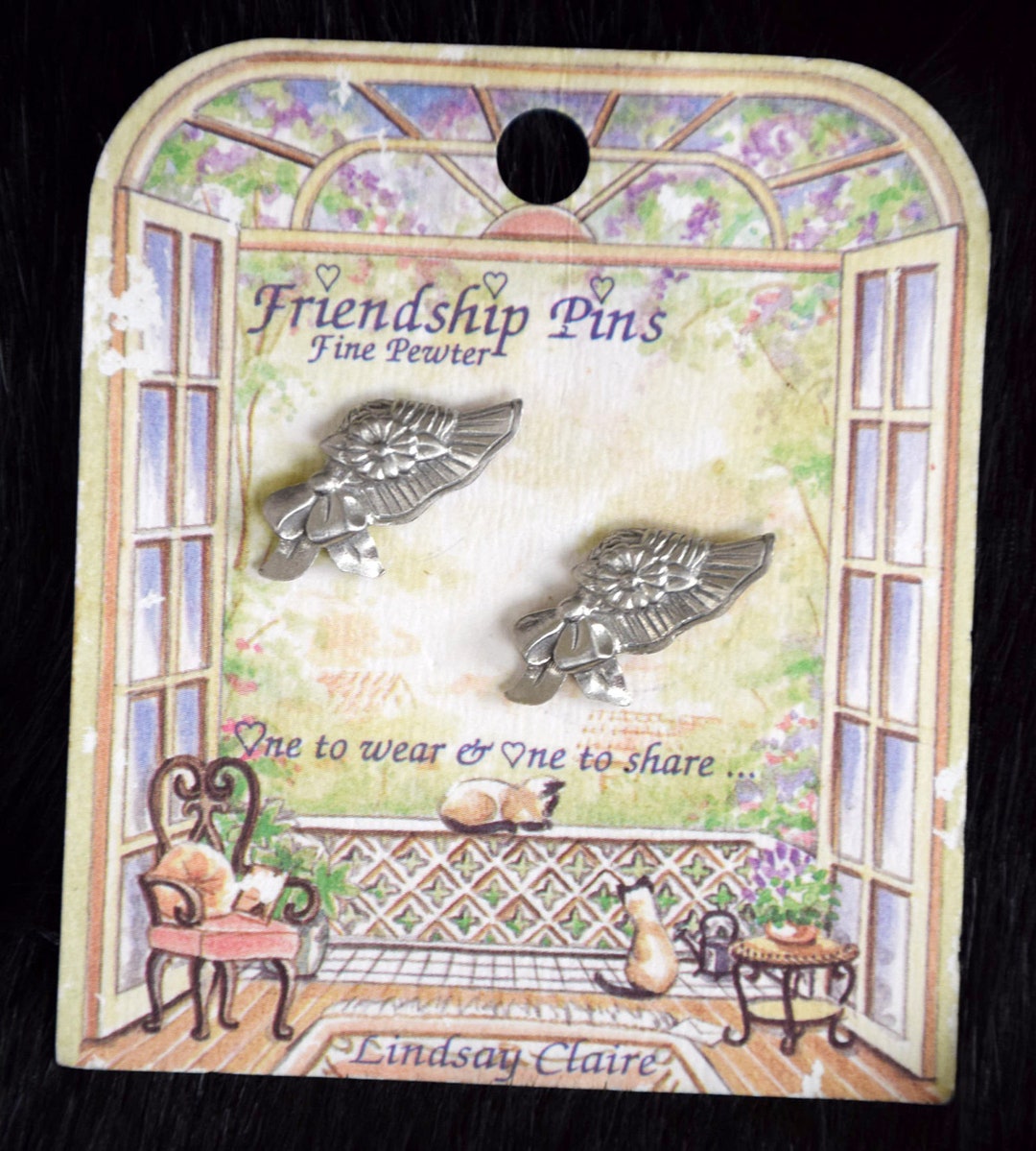 Vintage 1994 Lindsay Claire Pewter Hat Friendship Pins - Set of 2 - Etsy