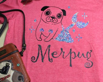 Mermaid Pug tee shirt Merpug