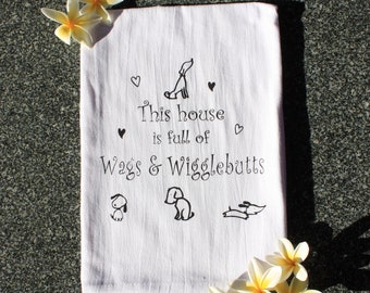 Wags & Wigglebutts flour sack dish towel