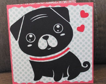 Pug love greeting card
