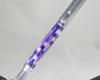 Rollerball pen, "Magnetic Vertex" style w/magnetic posting in acrylic resin in a purple matrix pattern and satin chrome HW, my Item 104901