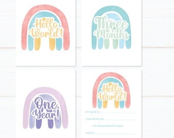 Baby Milestone Cards, Rainbow Baby Milestone Cards, Baby Shower Gift, New Baby Milestones Gift, Milestone Card Set, Newborn Photo Props
