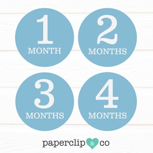 Blue and White Monthly Milestone Stickers, Monthly Milestone Stickers, First Year Sticker, New Baby, Baby Milestone, Gift for New Mom