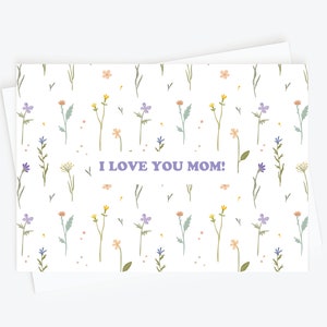 Je t'aime maman, carte de voeux avec couronne de fleurs, carte de voeux pour la fête des mères, cadeau pour maman