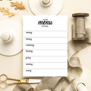 White Weekly Meal Planner, Meal Planner Notepad, Weekly Meal Planner Notepad, Menu of the Week, Custom Notepad, Deskpad, Custom Menu