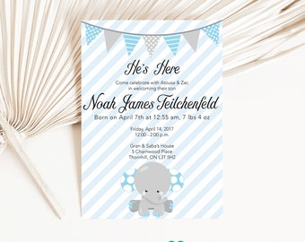 Baby Arrival Invitation, New Baby Invitation, Meet and Greet Invitation, Sip and See Invitation, New Baby to see Invitation, Boy Invitation