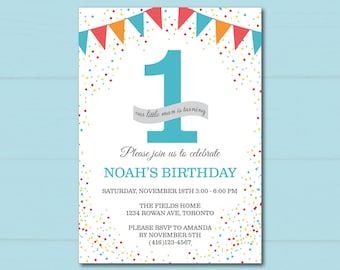 Birthday Invitation, Birthday Invitation Boy, Boy Birthday Invitation, First Birthday Boy Invitation, 1st Birthday, Little Man Birthday