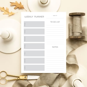 Black and White Weekly Planner, To Do List Notepad, Black and White Notepad, Notes Notepad, Custom Planner, Custom Notepad, Personalized Pad