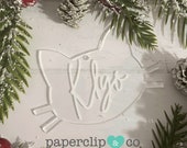 Cat with Name Christmas Ornament, Acrylic Flat Cat Ornament,Cat with Name Ornament, Laser Cut Christmas Ornament, Pet Ornament