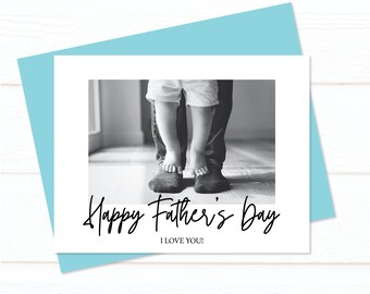 Happy Father's Day Greeting Card featuring Kid standing on Father Feet, Father's Day Card, Greeting Card, Gift for Dad, Fathers Day from Kid