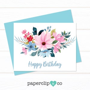 Carte de vœux joyeux anniversaire avec un bouquet de fleurs, carte de vœux, anniversaire, carte de vœux de joyeux anniversaire, carte d’anniversaire florale, cartes