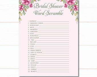 Bridal Shower Word Scramble Game, Wedding Shower Games, Wedding Games, Instant Download, Printable Games, Floral Bridal Games, Bridal Shower