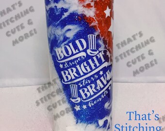 Patriotic Glitter Tumbler