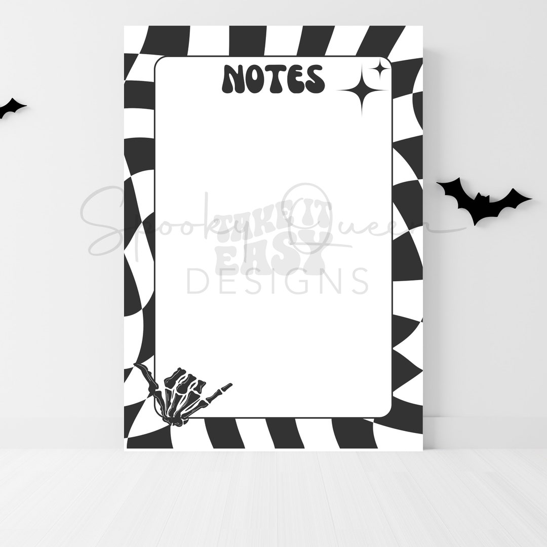Black and White Retro Printable Notepad Digital Download Etsy