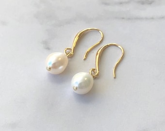 14k Gold Plated Freshwater pearls Earrings bridal earrings Bridesmaids Gift Wedding Jewelry Bridesmaid Earrings wedding earrings