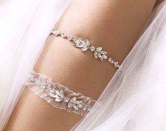 New Design! Delicate Rhinestone wedding garter set Rhinestone bridal garter set Keepsake Garter