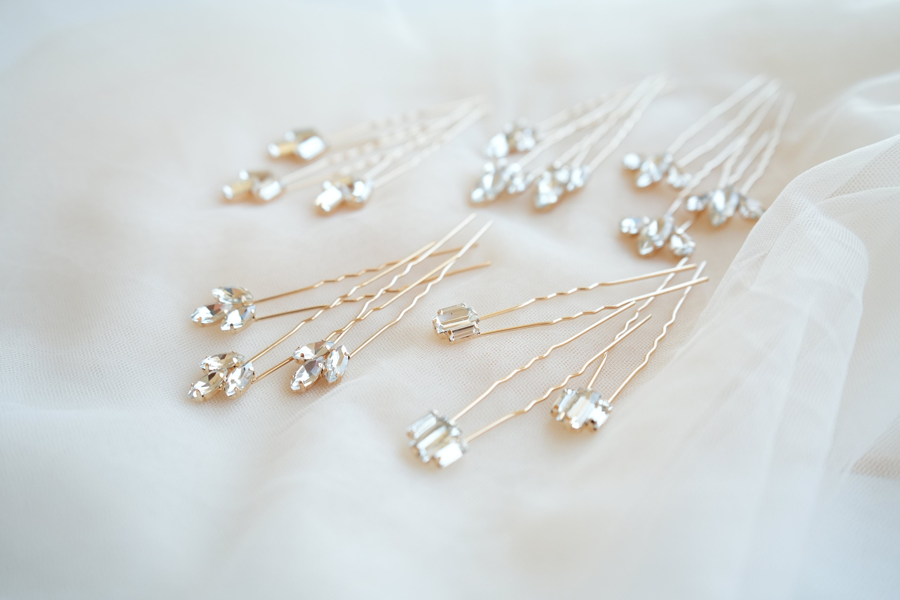 Set of 3pcs Crystal Rhinestone Bridal Hair Pins, Wedding  display picture 2