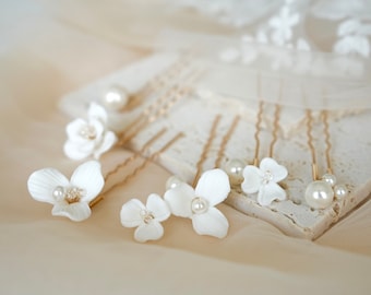 Set of 6pcs Delicate Ceramic Flower Hair Piece Bridal Hair piece, Wedding Hair Pins  Hair Comb