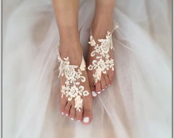 8 colors alencon lace barefoot sandals, red / off white  bridal lace sandals, barefoot sandal, lace anklets, bellydance, bridesmaid gift