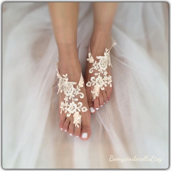 8 colors alencon lace barefoot sandals, red / off white  bridal lace sandals, barefoot sandal, lace anklets, bellydance, bridesmaid gift