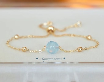 Something Blue Bracelet Natural Aquamarine Bracelet Something blue for bride bridal shower gift something blue charm something blue keepsake