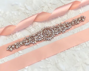 Rose gold Bridal Sash,Wedding Dress Sash Belt, Rhinestone Sash, Rhinestone Bridal Bridesmaid Sash Belt, Wedding dress sash belt