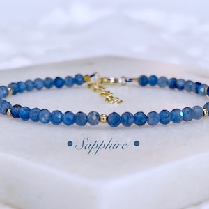 Natural Birthstone Bracelet Blue Sapphire Bracelet, Bridesmaids Gifts Birthstone Jewelry for Her Gemstone Gift Dainty Sapphire Bracelet