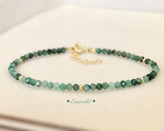 Natural Birthstone Bracelet Natural Emerald Bracelet, Bridesmaids Gifts Birthstone Jewelry for Her Gemstone Gift Dainty Sapphire Bracelet