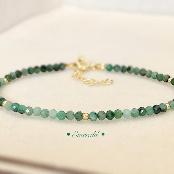 Natural Birthstone Bracelet Natural Emerald Bracelet, Bridesmaids Gifts Birthstone Jewelry for Her Gemstone Gift Dainty Sapphire Bracelet