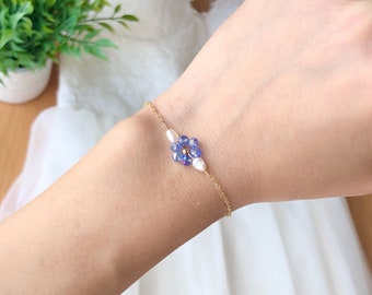 Something Blue Bracelet Something blue Swarovski Beads Bracelet for bride bridal shower gift something blue charm something blue keepsake