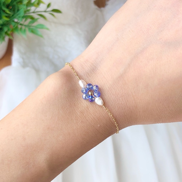 Something Blue Bracelet Something blue Swarovski Beads Bracelet for bride bridal shower gift something blue charm something blue keepsake