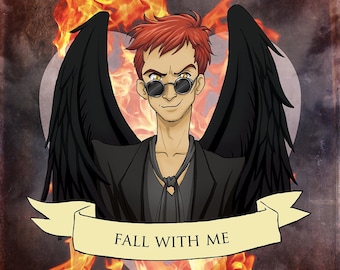 Crowley Valentine - Good Omens fan art original illustration print