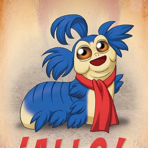 Allo! The worm from  the Labyrinth fan art original illustration print