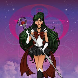 Sailor Pluto fan art original illustration print image 1