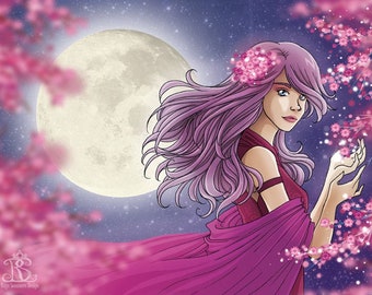 Midnight Sakura - Original illustration print