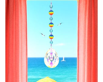 Rainbow Crystal Sun Catcher: Prism Window Decor with Rainbow Beads