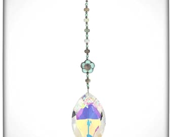 Beach Crystal Sun Catcher: Marquise Prism, Amazonite & Czech Glass