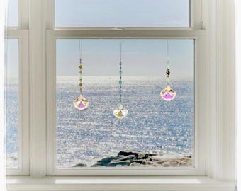 Crystal Sun Catchers-Leaded Glass Window Hanging-Handmade Rainbow Prism Decor-Kithcen Shelf, Porch- Gift-3-Pack