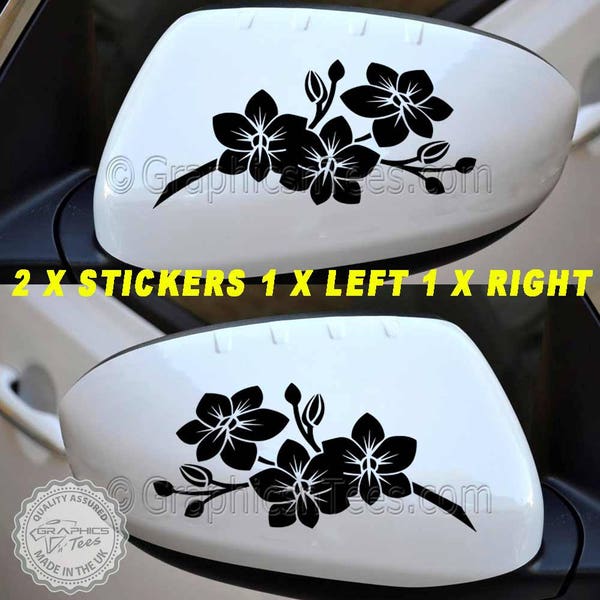 Orchid Flower Car Stickers, Wing Mirror Graphic Decals x 2