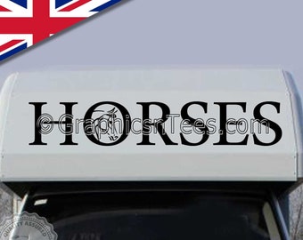 Horses Horse Box Trailer Stickers Over Head Cab Rear Ramp Vinyl Graphic Decals with Horse Head in the O- 03