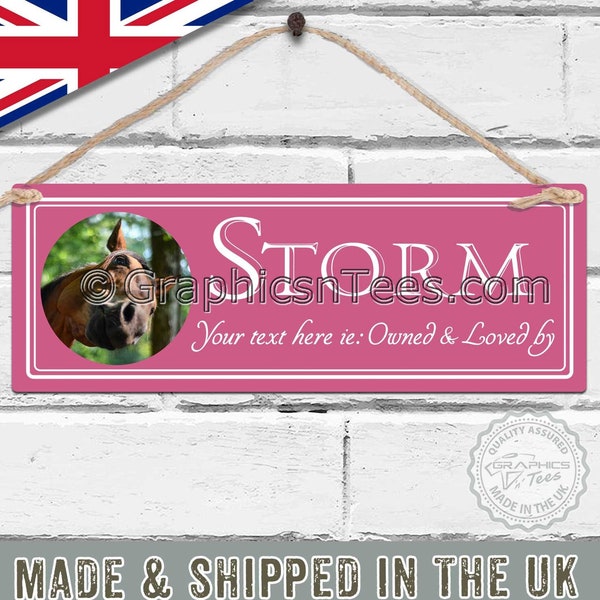 Personalised Horse Name Plate with Photo Personalized Horses Stable Door Sign Aluminium Metal Plaque Ideal Gift
