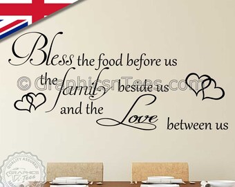 Inspirational Family Wall Sticker Bless The Food Before Us Kitchen Dining Room Wall Decor Decal Quote