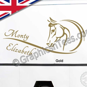 Personalised Horsebox Graphics Horses Head Horse Trailer Vinyl Decals Stickers x 2 one Left one Right image 2