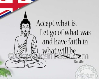 Buddha Inspirational Wall Sticker Quote, Accept What Is, Yoga Home Wall Art Decal