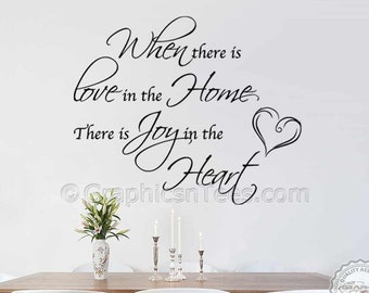 Inspirational Family Wall Sticker Quote Decal, Love In The Home Joy In The Heart Vinyl Home Decor