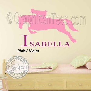 Personalised Name & Horse Wall Stickers, Girls Boys Bedroom Playroom Wall Art Decal - Two Colours