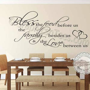 Inspirational Family Wall Sticker Bless The Food Before Us Kitchen Dining Room Quote Wall Decor Decal